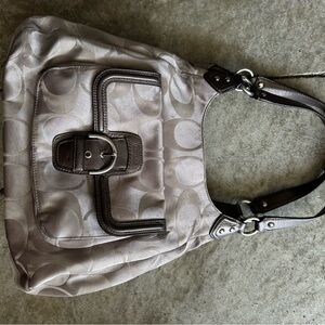 Coach Silver Signature Hobo Shoulder Bag